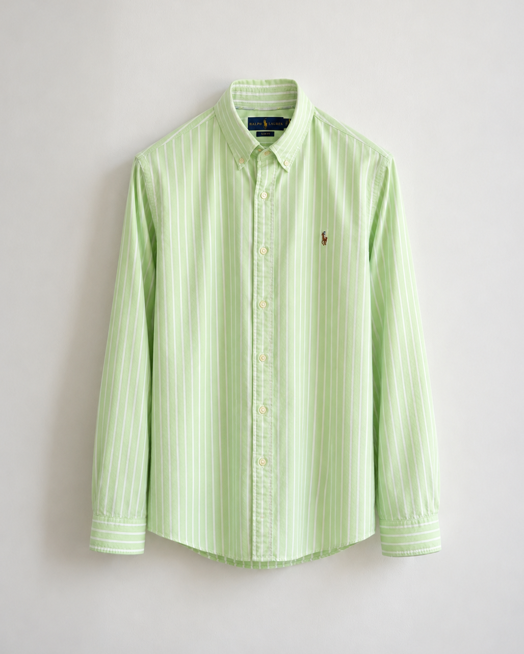 Vintage Ralph Lauren mint green white striped Oxford shirt oversized slim fit