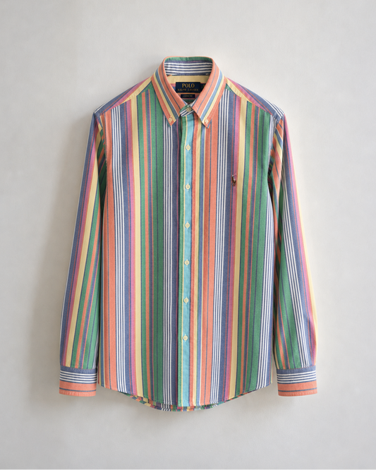 pre-loved Ralph Lauren multicolor striped Oxford shirt oversized custom fit