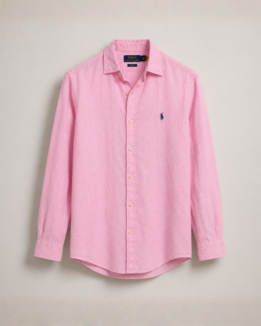 Vintage Ralph Lauren rose hamptons pink linen shirt oversized slim fit