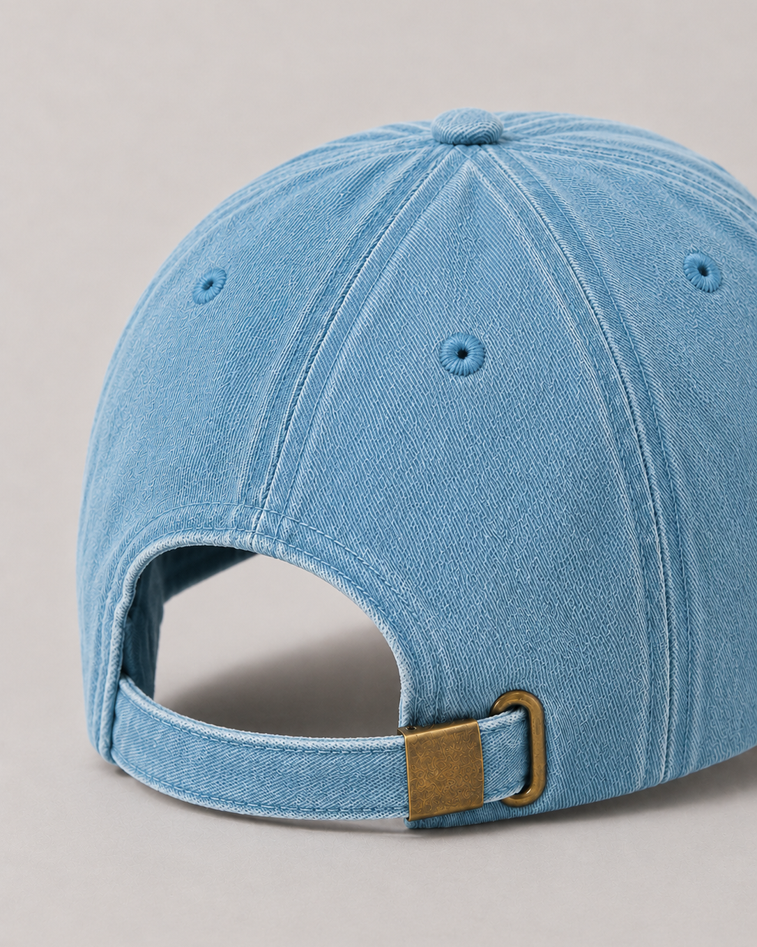Washed Blue White Embroidered Cotton Cap – 'Expresso Yourself'
