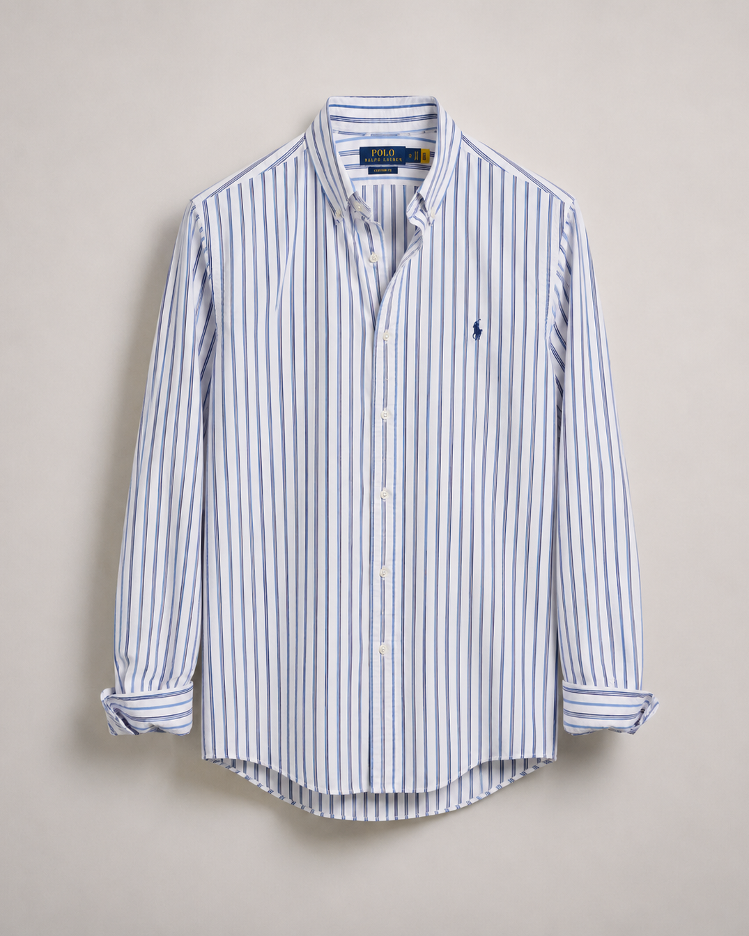 Authentic vintage Polo Ralph Lauren navy blue white striped button down shirt