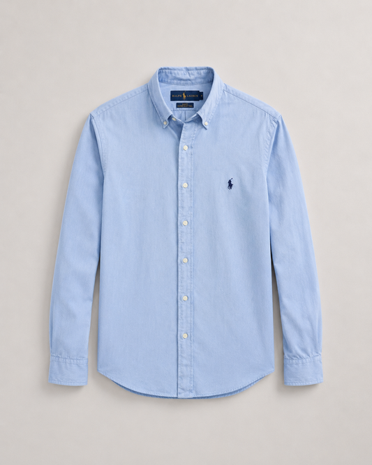 Pre-loved Ralph Lauren Light Blue Twill Shirt – Slim Fit Button Down