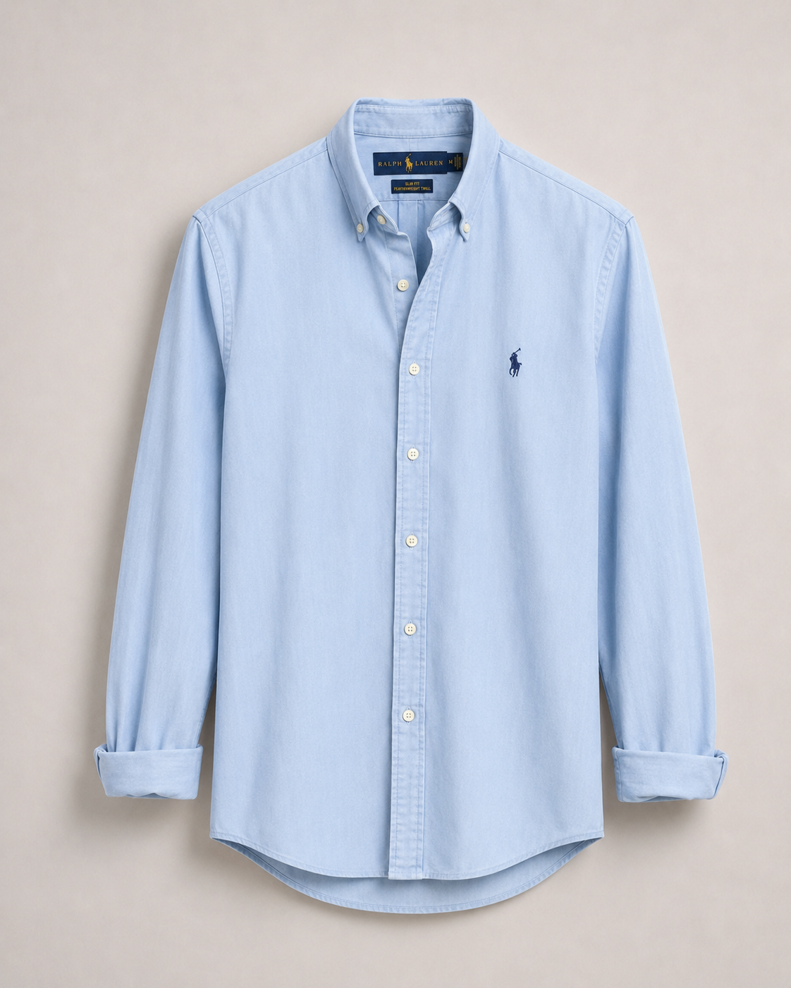 Pre-loved Ralph Lauren Light Blue Twill Shirt – Slim Fit Button Down