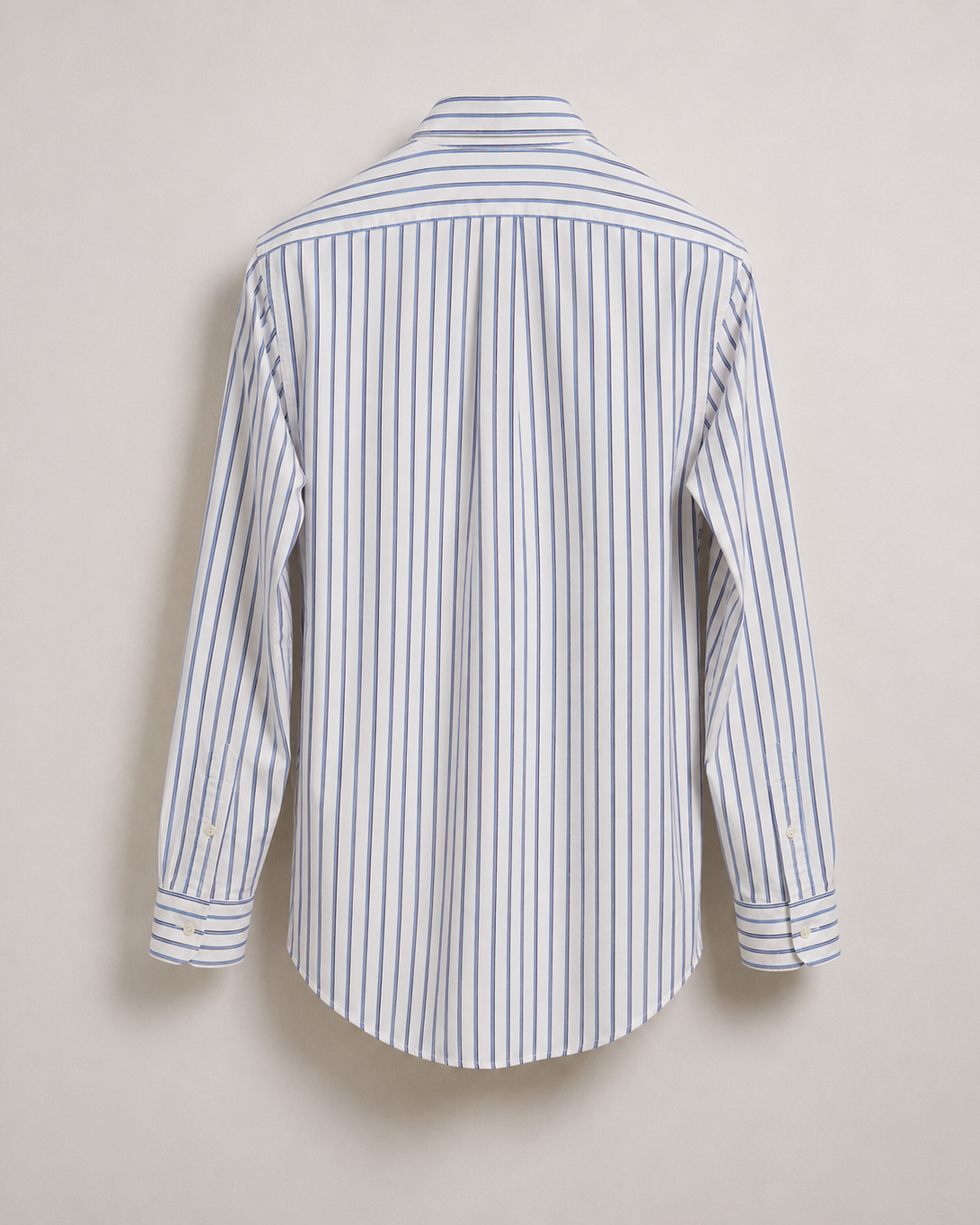 Back view of vintage Ralph Lauren navy blue and white striped shirt