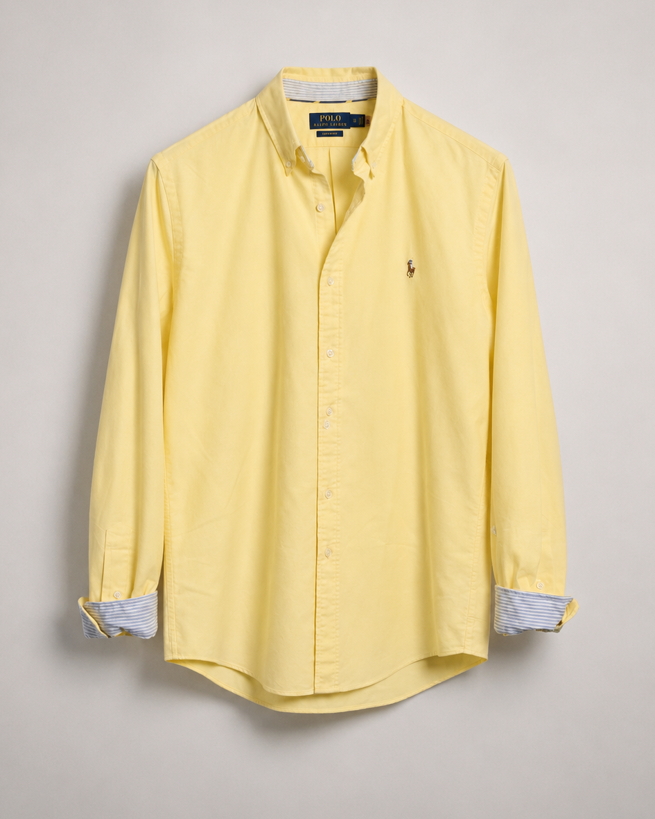 Authentic vintage Ralph Lauren oversized butter yellow button down shirt