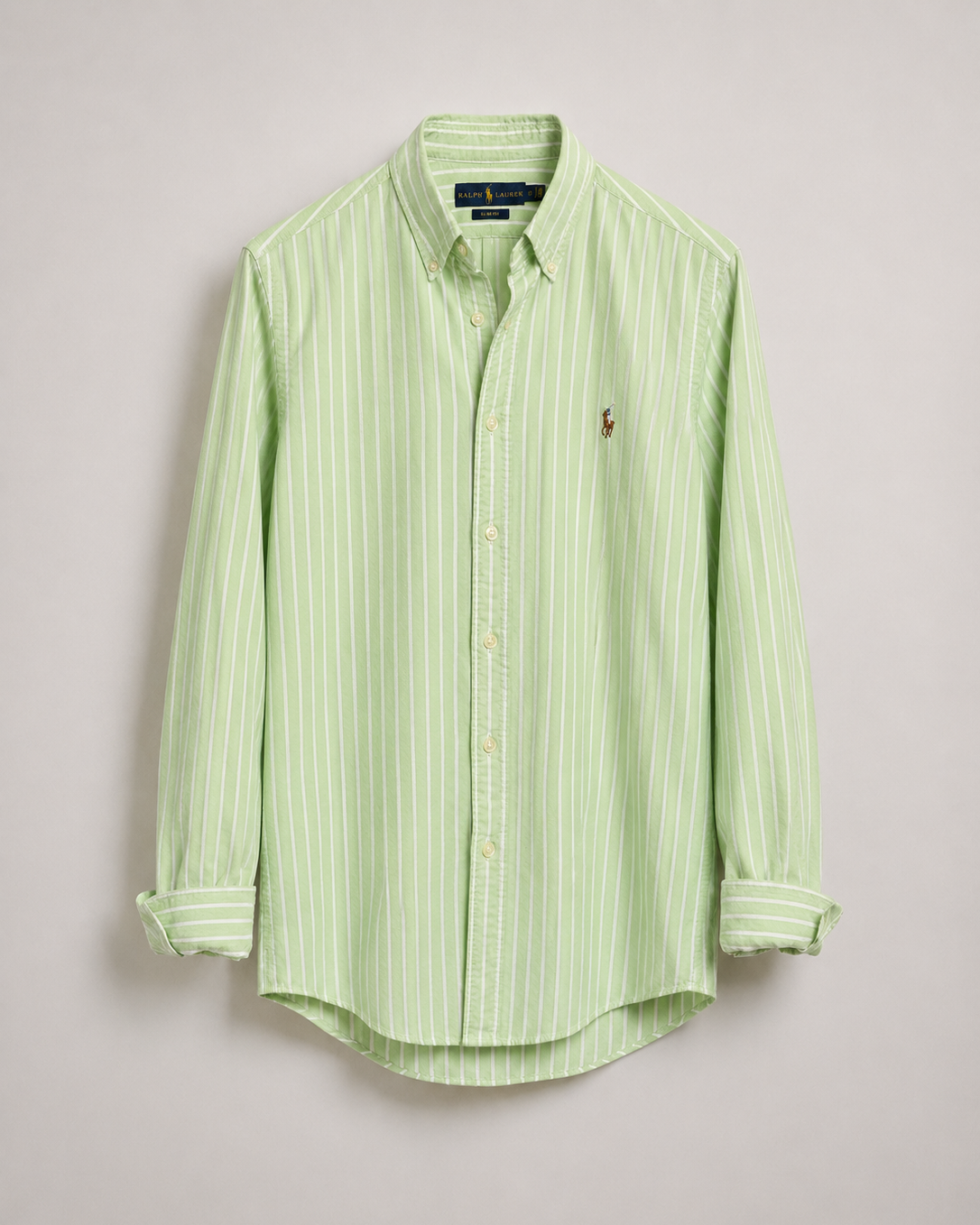 Authentic vintage Ralph Lauren mint green and white striped button down shirt