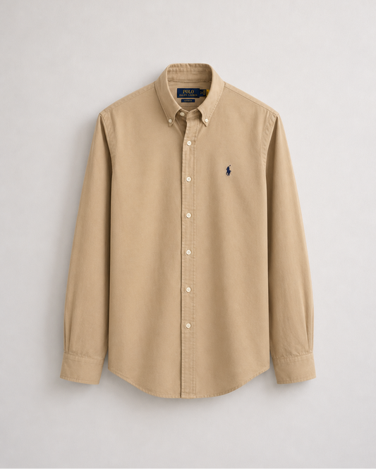 Pre-loved Ralph Lauren Beige Shirt – Oversized Custom Fit Button Down